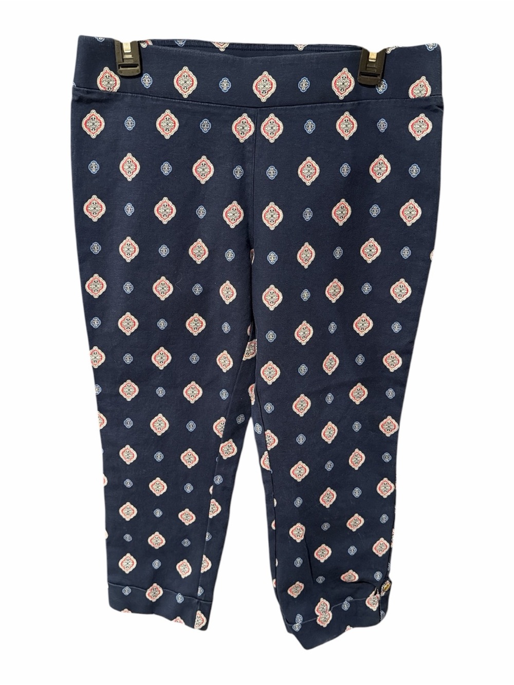 Dana Buchman Navy Paisley-Style Cropped Pants